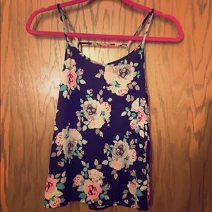 H&M l Navy blue floral tank top